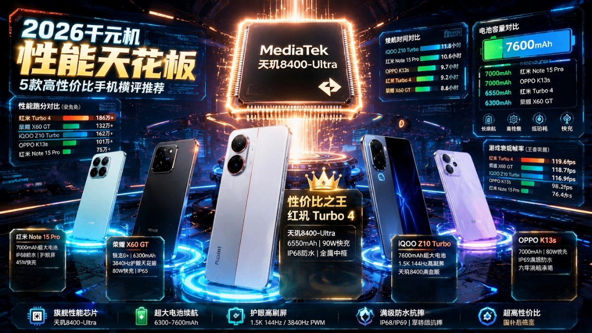 2026年千元性价比手机推荐(二):目前最值得买的5款手机排行榜