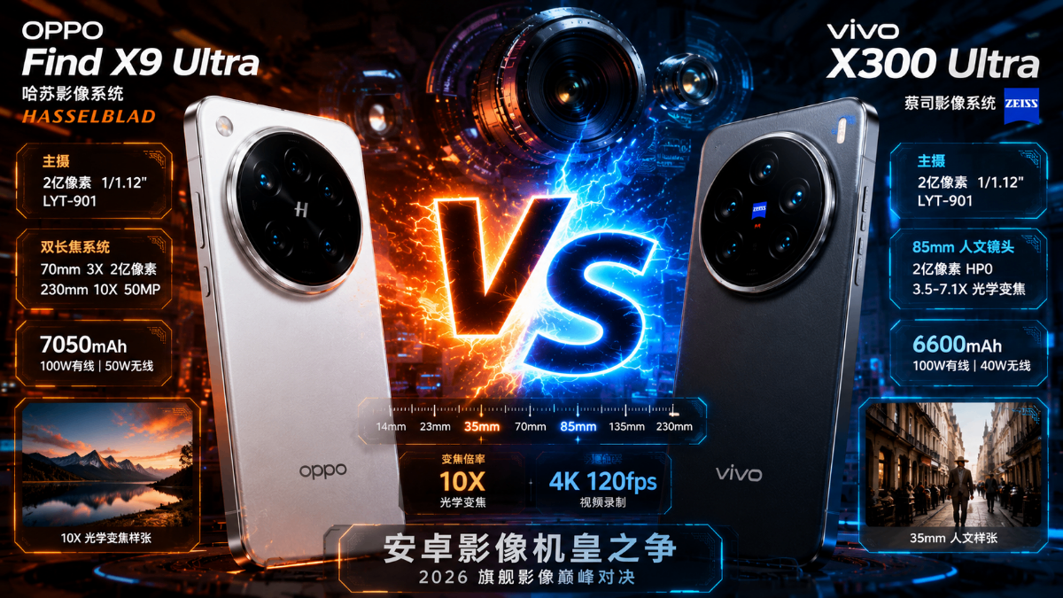 OPPO Find X9 Ultra和vivo X300 Ultra怎么选?性能、拍照、续航全对比